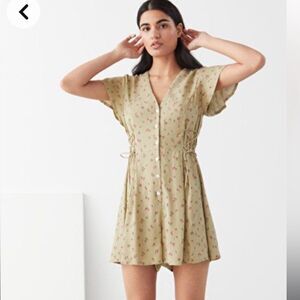 & Other Stories brand Pistachio green colored romper with pink rose print Size 0